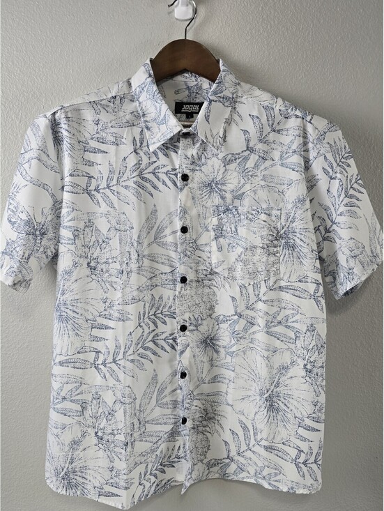 Jogal Other - Jogal Men's Short Sleeve Hawaiian Pineapple Palm Print Shirt Size Large New